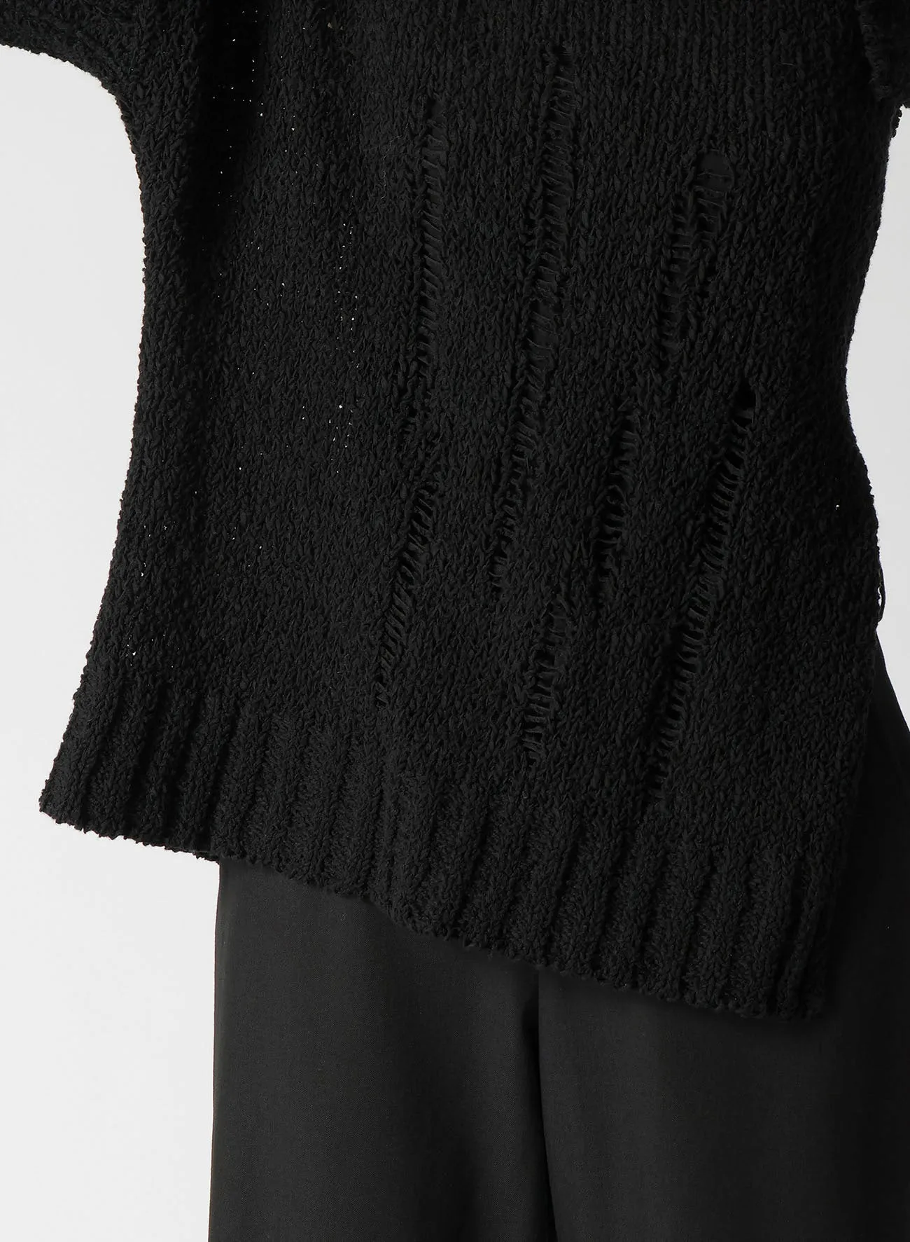 3G PLAIN STITCH/SLIP STITCH ASYMMETRIC SLV PULLOVER