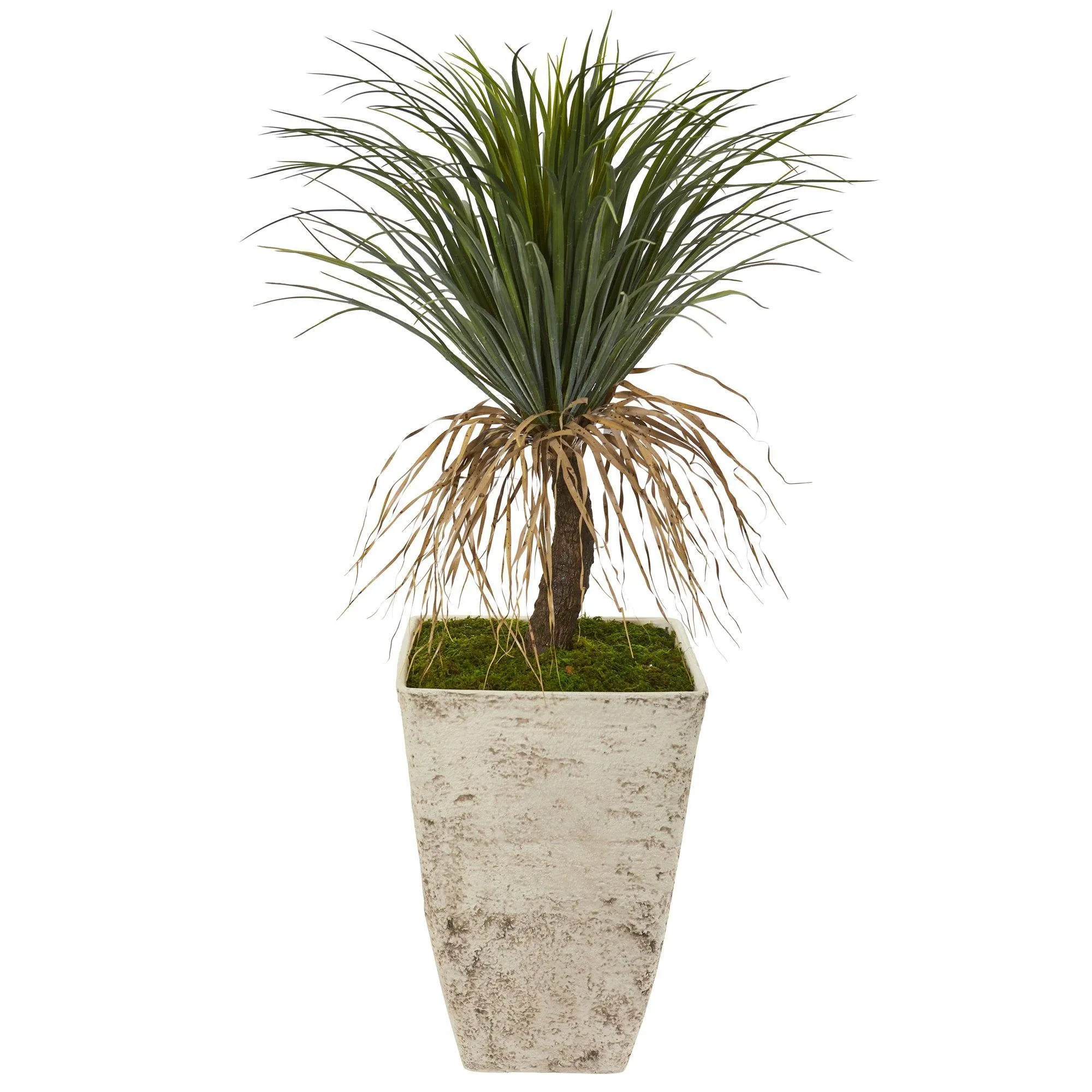 44” Pony Tail Palm Artificial Plant in Country White Planter