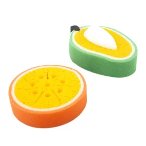 Baby Moo Sliced Orange And Mango 2 Pk Bath Sponge - Multicolour