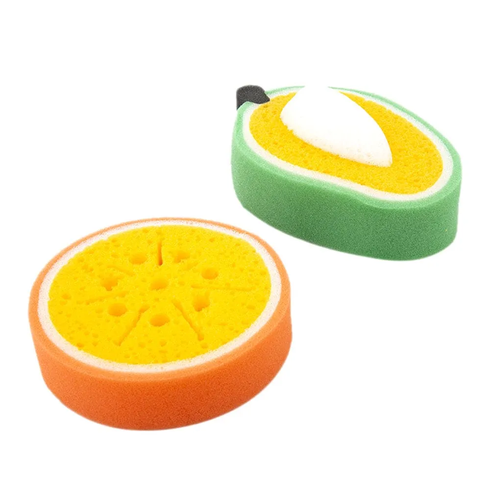 Baby Moo Sliced Orange And Mango 2 Pk Bath Sponge - Multicolour