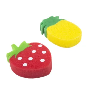 Baby Moo Sliced Strawberry And Pineapple 2 Pk Bath Sponge - Multicolour