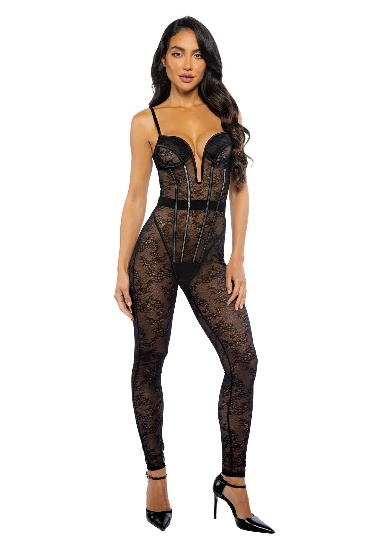 Belle Noir Lacey Catsuit