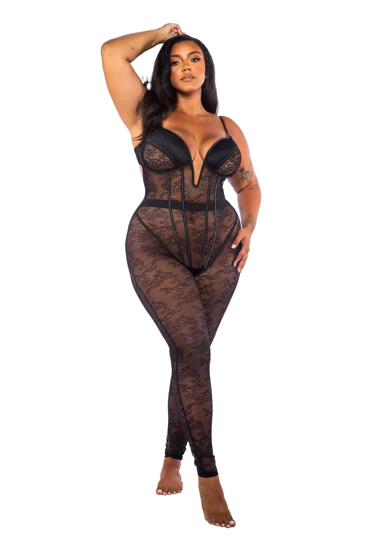 Belle Noir Lacey Catsuit