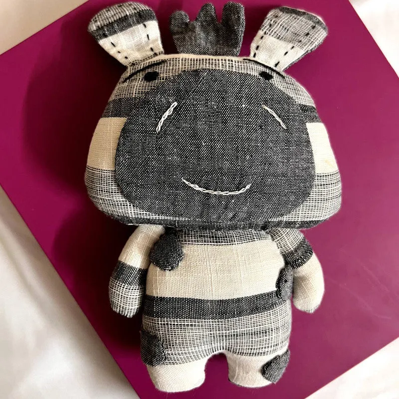 Cotton Soft Toy for Baby |  Organic Cotton Zebra | Grey