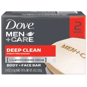 Dove Men Care Deep Clean Body and Face Bar Soap 2-Pack