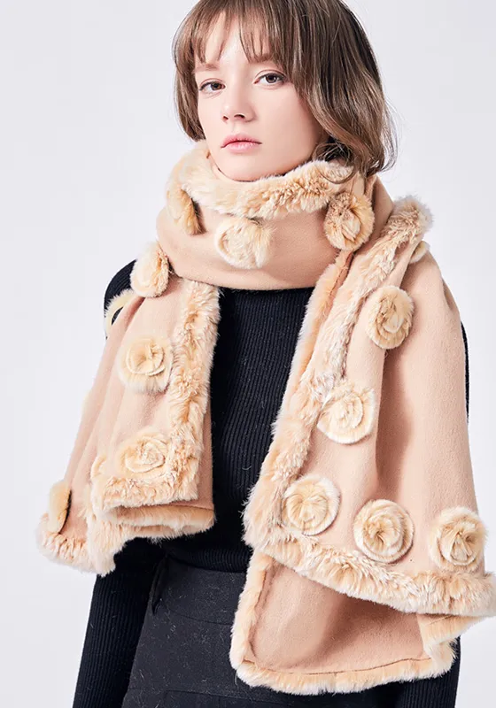 Luxury Real Fur Wool Scarf