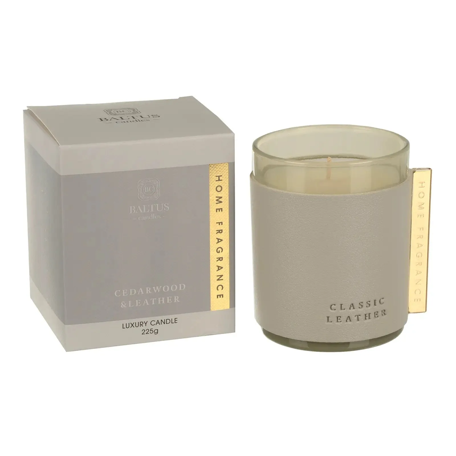 Luxury Scented Candle Classic Leather Series Collar Glass Jar 225g