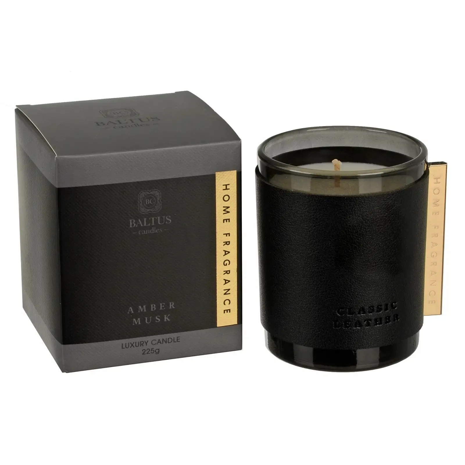 Luxury Scented Candle Classic Leather Series Collar Glass Jar 225g