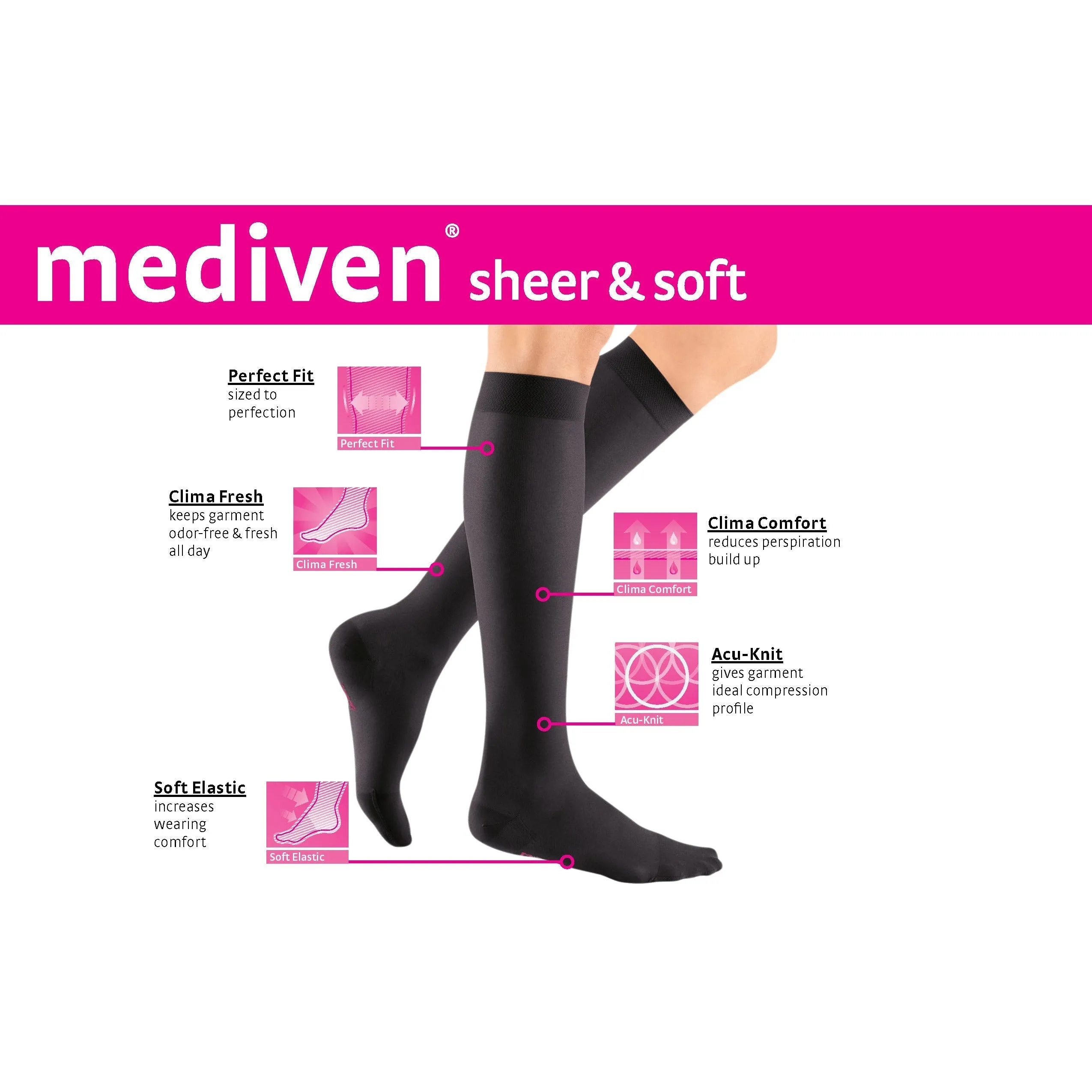 Mediven Sheer & Soft Women's Knee High 20-30 mmHg, Open Toe