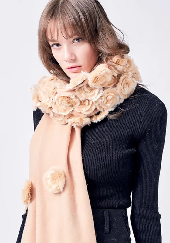 Real Fur Flower Scarf