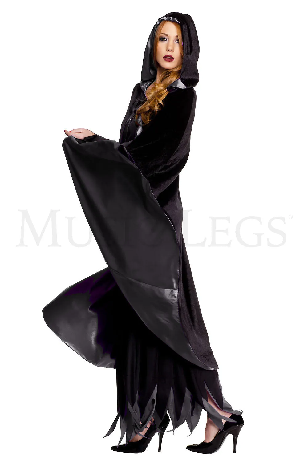 Reversible Hooded Velvet/Satin Cape