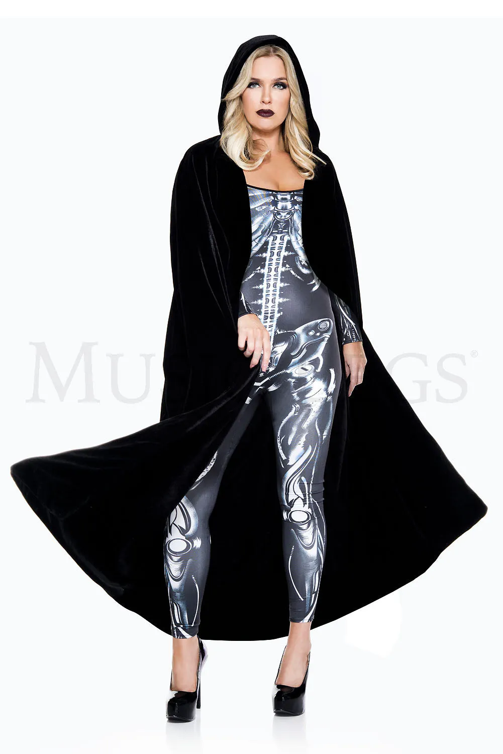 Reversible Hooded Velvet/Satin Cape