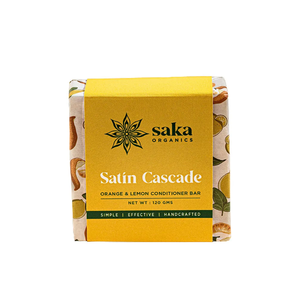 Saka - Satin Cascade | Handmade Orange & Lemon Conditioner Bar | Natural Hair Care for All Hair Types - 120gm