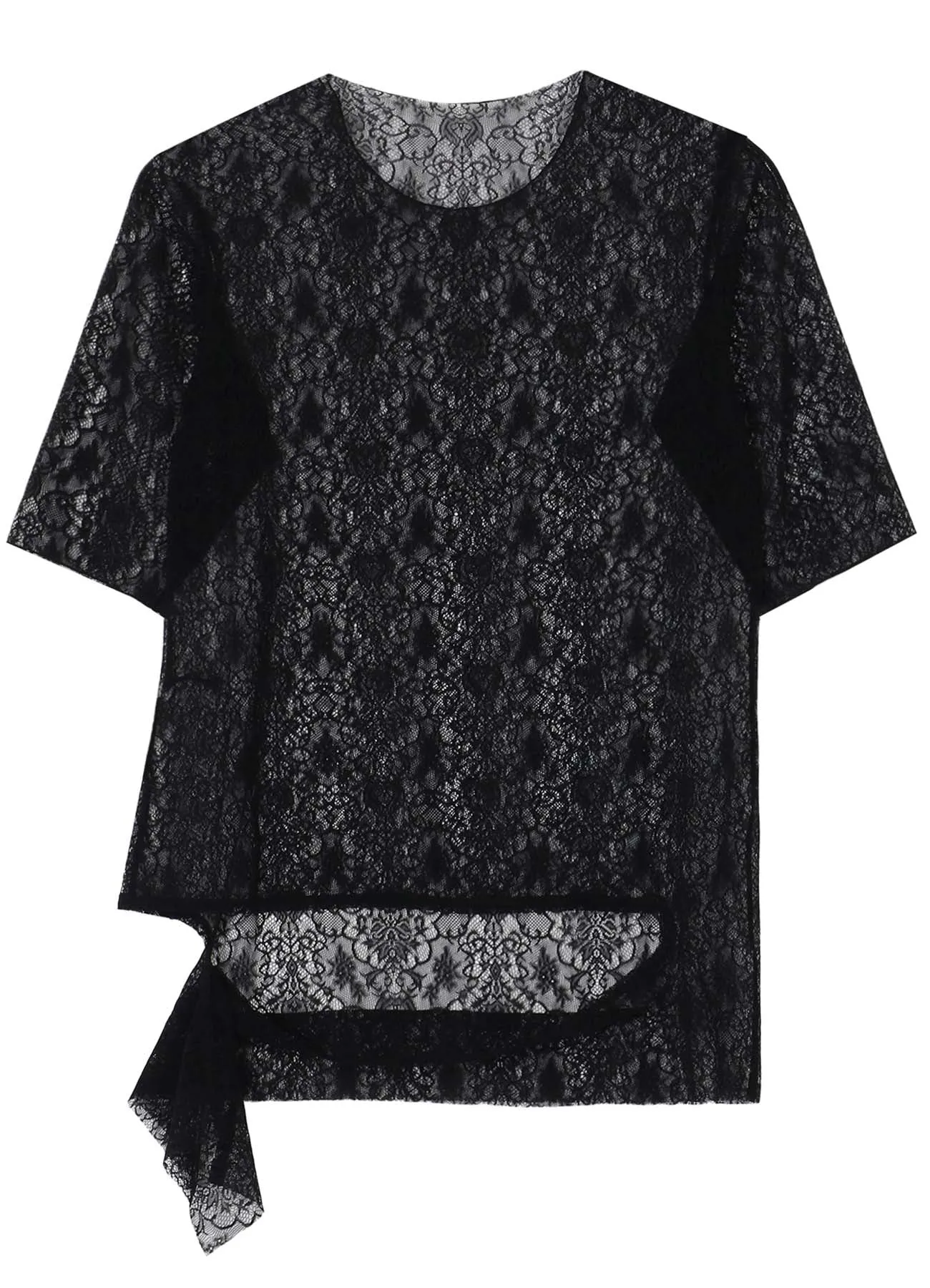 STRETCHED LACE R-HEM TWISTED T