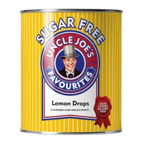 Uncle Joe's Suger Free Lemon Drops Sweets 120g Tin